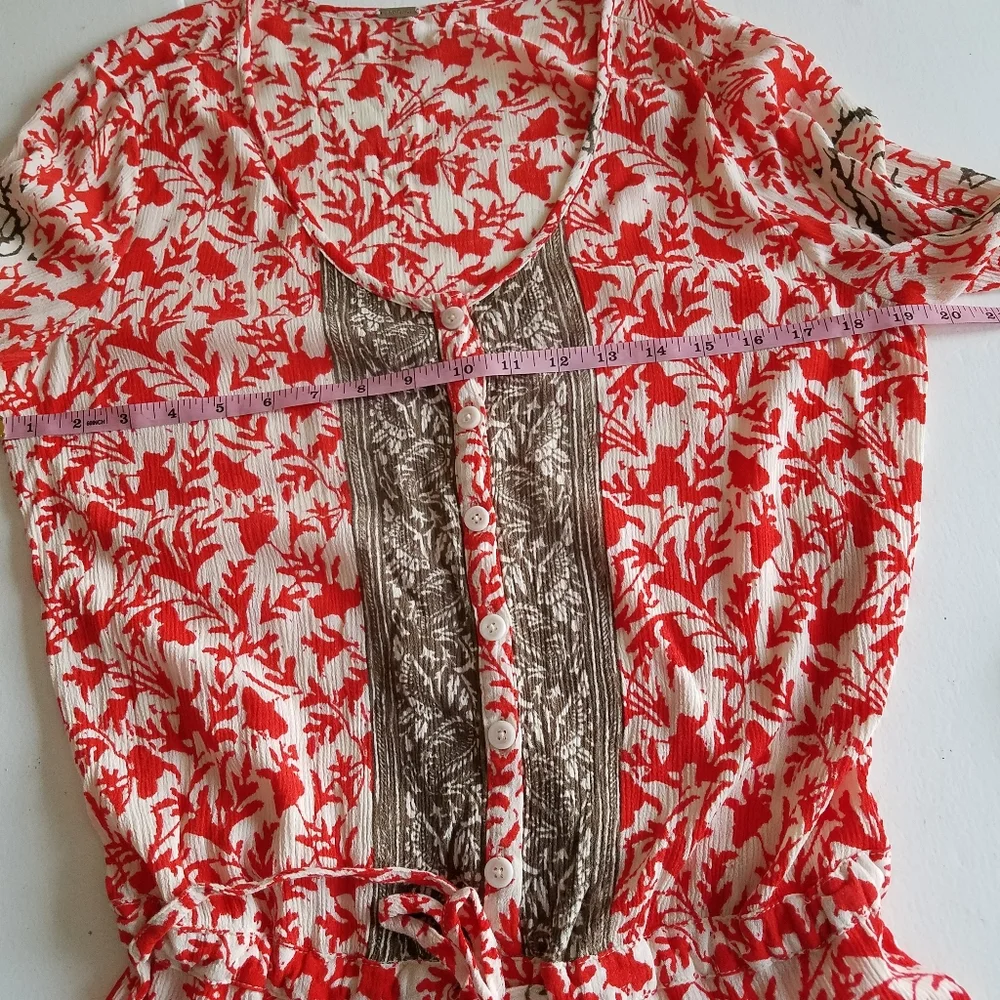 Free People Red Gray Floral Romper Size Small - Picture 11 of 14